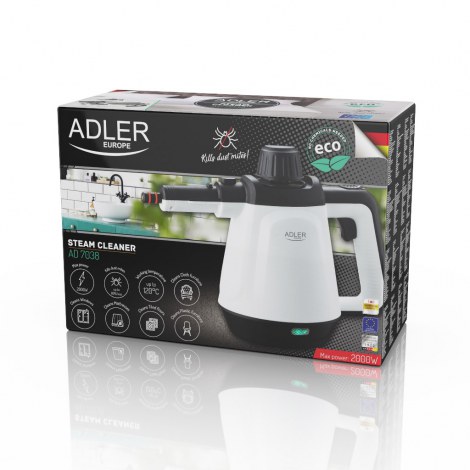 Adler | AD 7038 | Steam cleaner | Power 1200 W | Steam pressure 3.5 bar | Water tank capacity 0.45 L | White/Black - 8